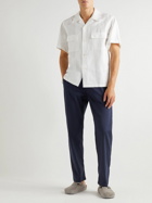 OAS - Straight-Leg Linen and Cotton-Blend Drawstring Trousers - Blue