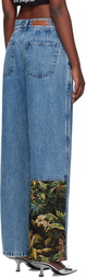 Palm Angels Blue Baggy Jungle Insert Jeans