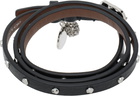 McQueen Black Hammered Studs Double-Wrap Bracelet