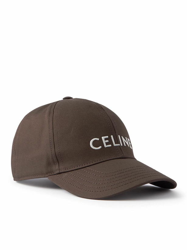 Photo: CELINE - Logo-Embroidered Cotton-Gabardine Baseball Cap - Brown