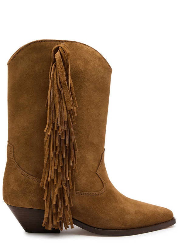 Photo: Isabel Marant étoile Duerto 50 Fringed Suede Mid-calf Boots Camel