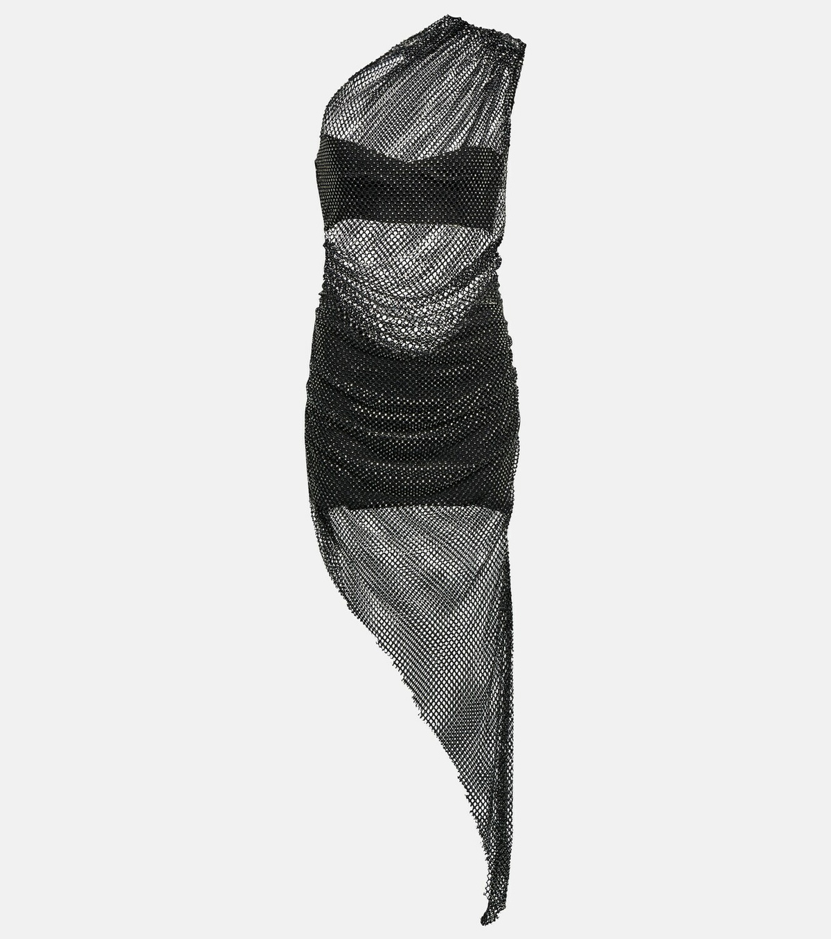 Giuseppe di Morabito Crystal-embellished mesh midi dress