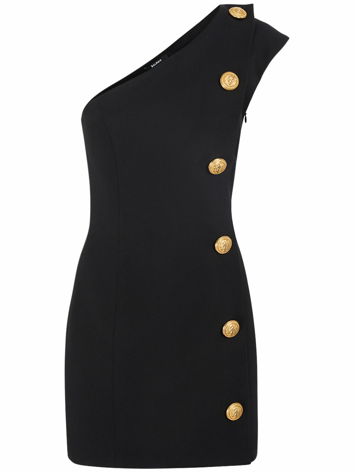 BALMAIN - Asymmetric Wool Knit Mini Dress Balmain