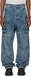 Rick Owens DRKSHDW Blue Temple Stefan Denim Cargo Pants