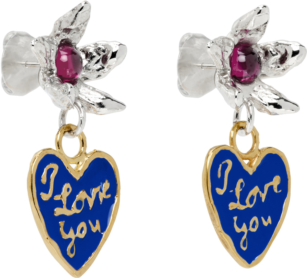 Chopova Lowena Silver Lovers Drop Earrings