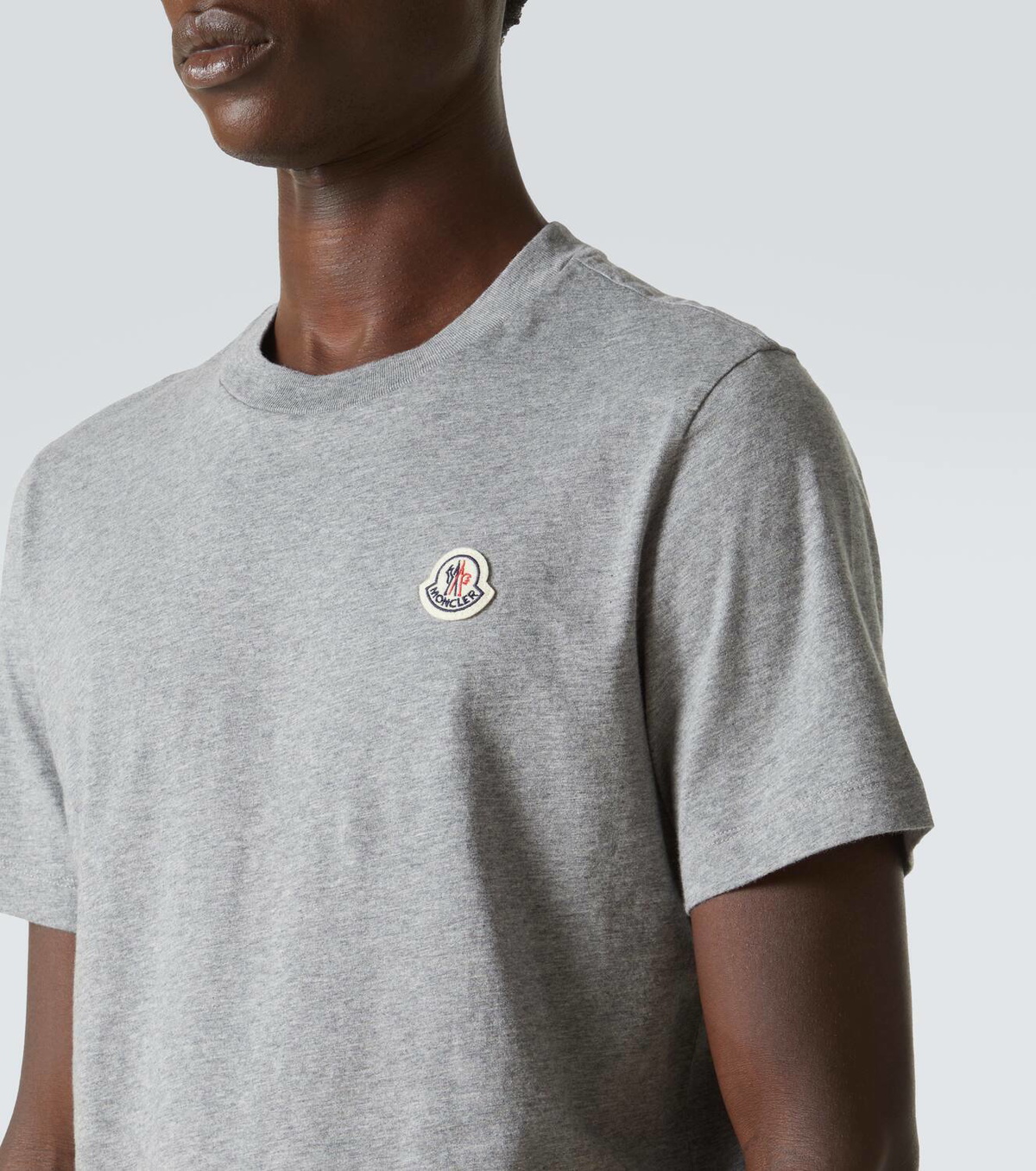 MONCLER Tシャツ L グレー Grey Flocked Logo Cotton T-Shirt - Polos & T-shirts for Men