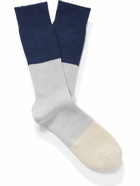 Mr P. - Colour-Block Ribbed-Knit Socks
