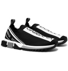 Dolce & Gabbana - Sorrento Logo-Print Stretch-Knit Slip-On Sneakers - Black