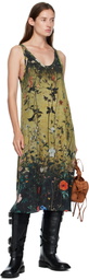 R13 Yellow & Black Tank Midi Dress