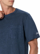 MC2 Saint Barth Man Navy Blue Linen Jersey T-shirt Ecstasea With Pocket