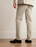 Canali - Slim-Fit Brushed Cotton-Blend Twill Suit Trousers - Neutrals