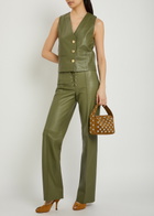 Skiim V-neck Leather Waistcoat Green