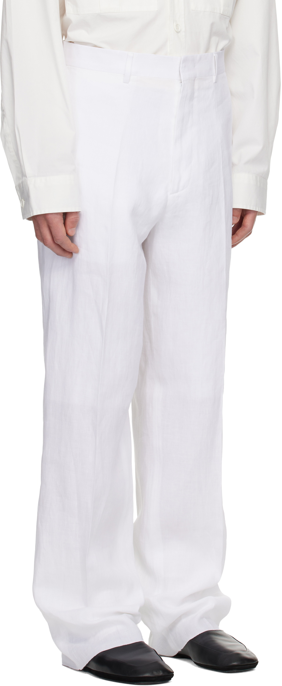 Moschino White Tailored Twist Linen Cloth Trousers