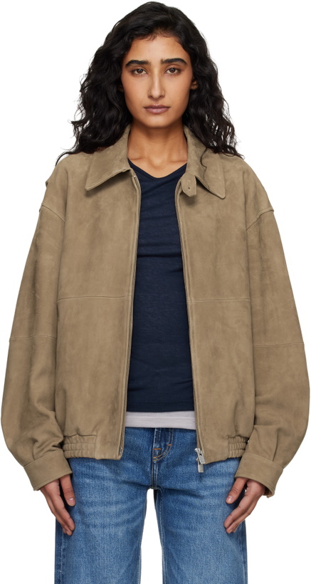 Photo: TONYWACK Tan Goat Suede Relaxed Bomber Jacket
