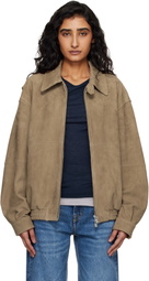 TONYWACK Tan Goat Suede Relaxed Bomber Jacket