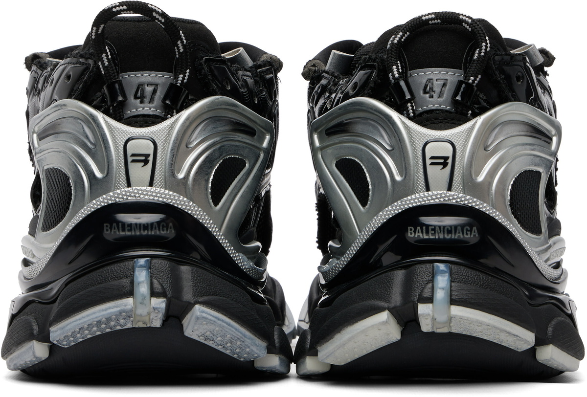 Balenciaga Black & Silver Runner Sneakers