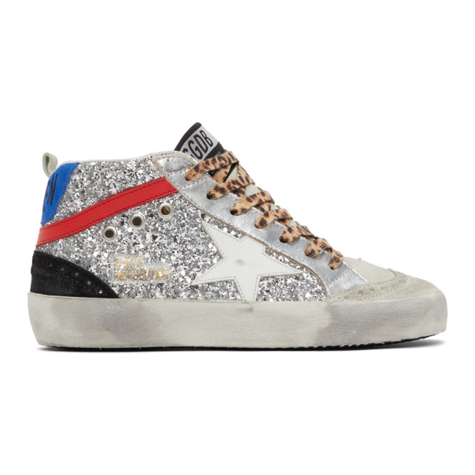 Golden goose mid store star silver glitter