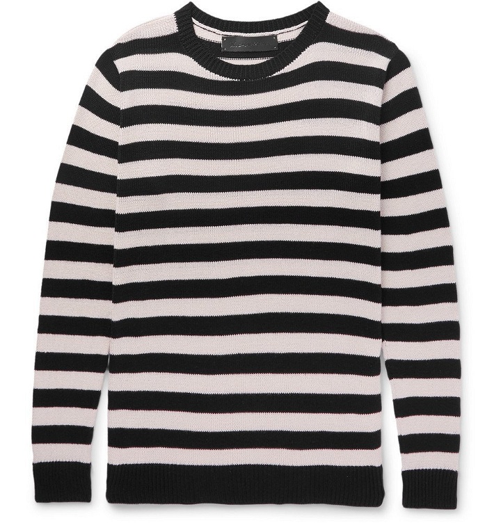 Photo: The Elder Statesman - Striped Silk Sweater - Black