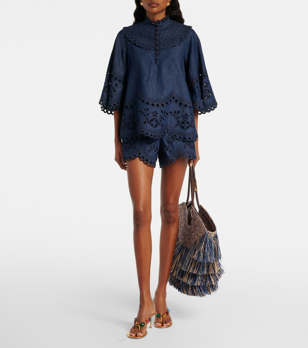 Zimmermann Mahon broderie anglaise denim top