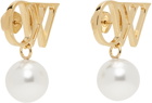 Off-White Gold 'OW' Pearl Earrings