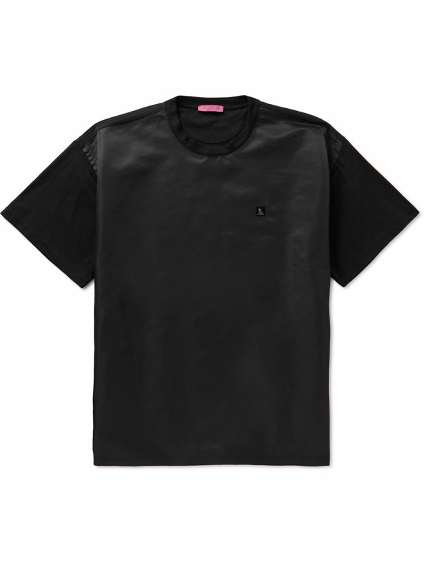 Photo: Valentino - Iconic Studded Panelled Shell and Cotton-Jersey T-Shirt - Black