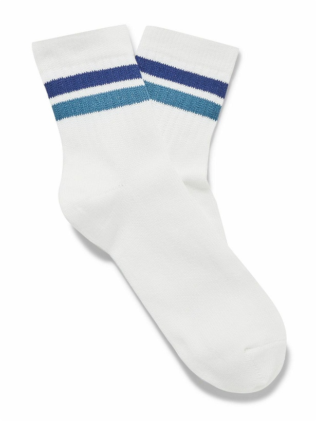 Photo: Mr P. - Striped Ribbed Cotton-Blend Socks