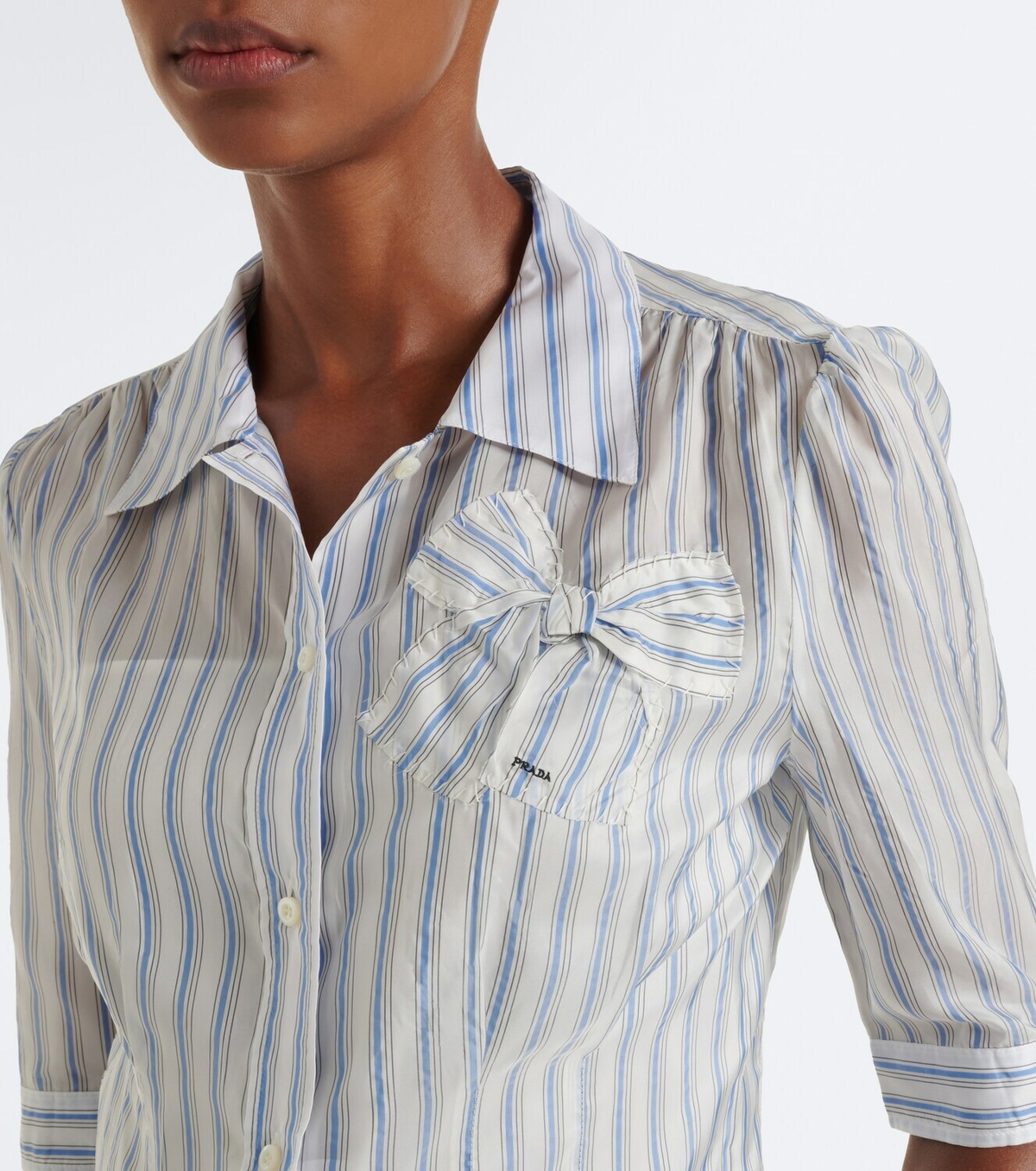 Prada Striped bow-detail shirt
