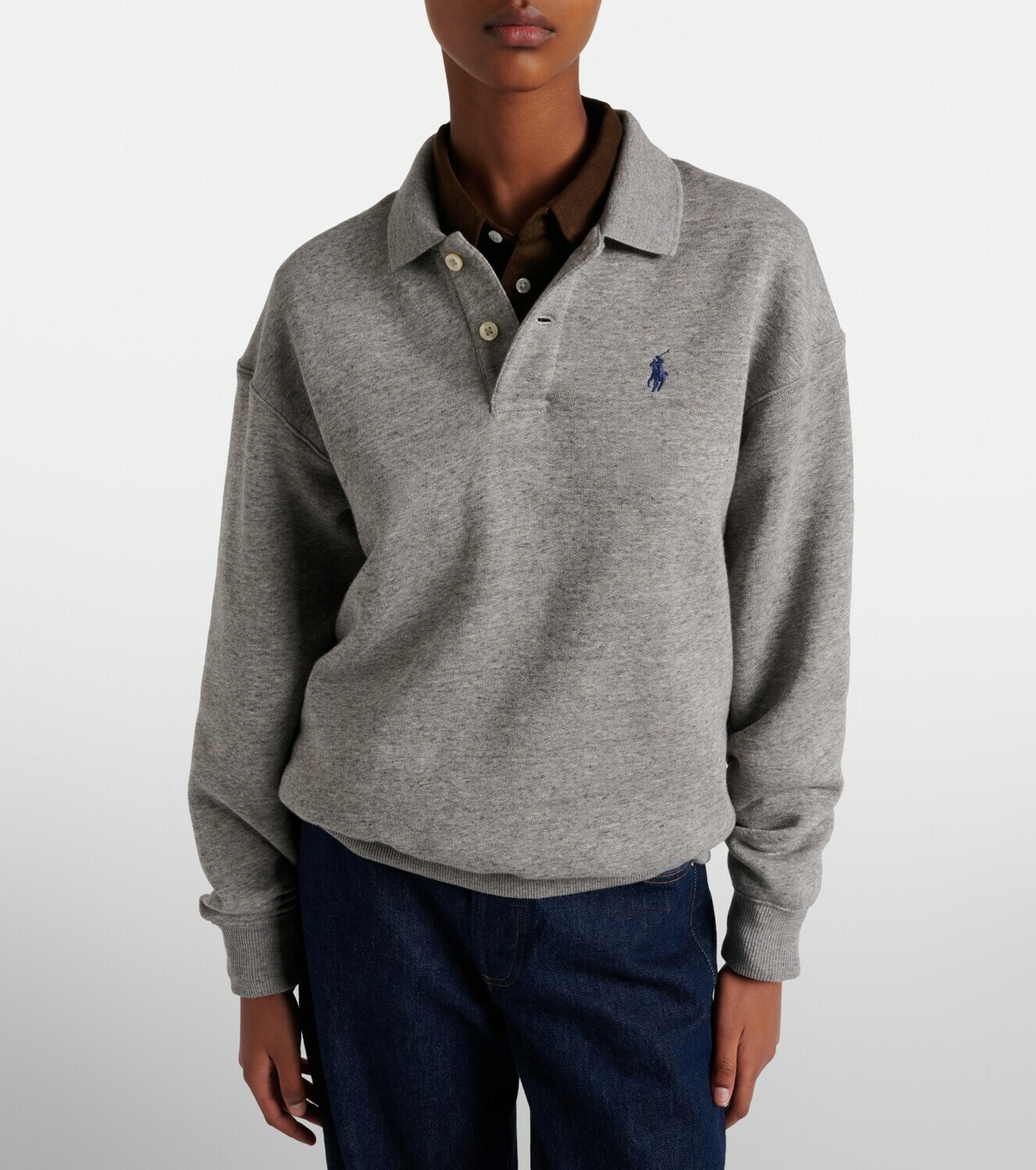 Polo Ralph Lauren Logo cotton-blend fleece polo sweatshirt