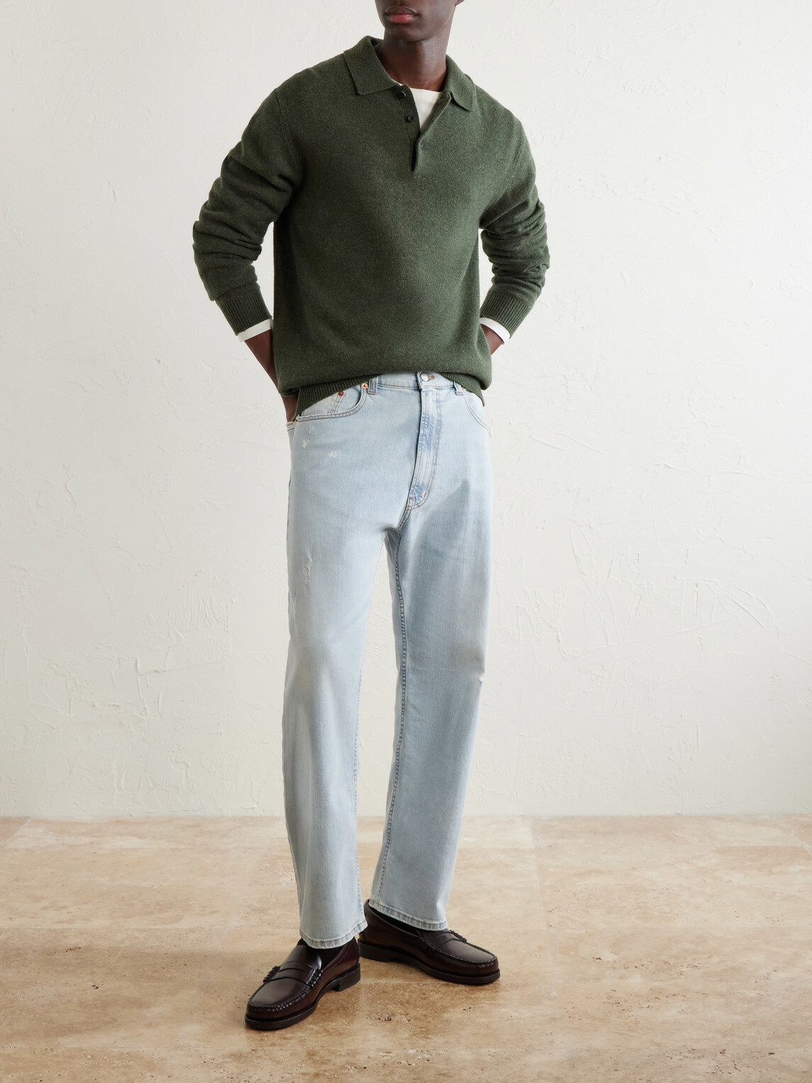 Ghiaia Cashmere - Straight-Leg Distressed Jeans - Blue