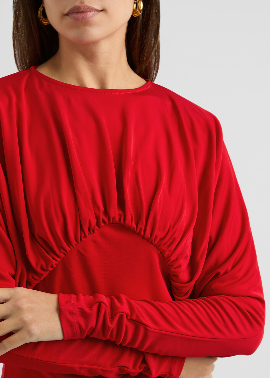 16 Arlington Anve Draped Jersey top Red