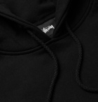 Stüssy - Logo-Appliquéd Fleece-Back Cotton-Jersey Hoodie - Black