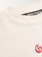 Palm Angels - Logo-Print Cotton-Jersey T-Shirt - Neutrals