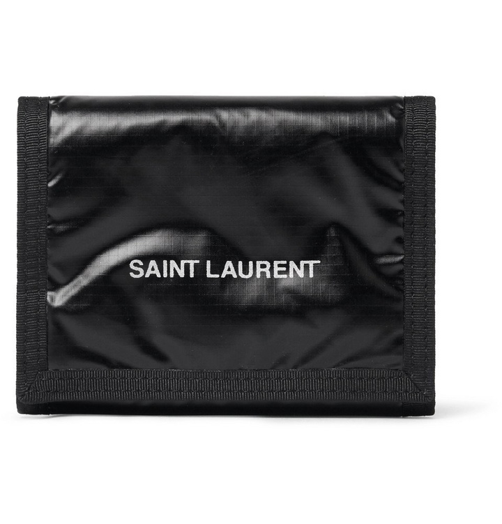 Photo: SAINT LAURENT - Logo-Print Glossed Nylon-Ripstop Trifold Wallet - Black