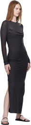 Nanushka Gray Linora Draped Wool Jersey Maxi Dress