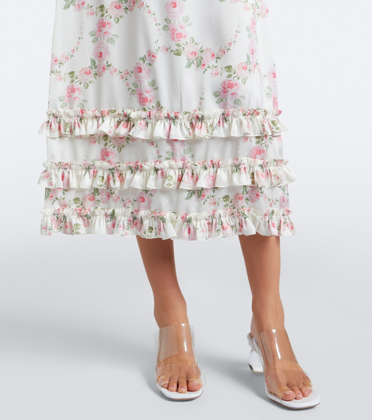 Simone Rocha Floral lace-trimmed satin slip dress