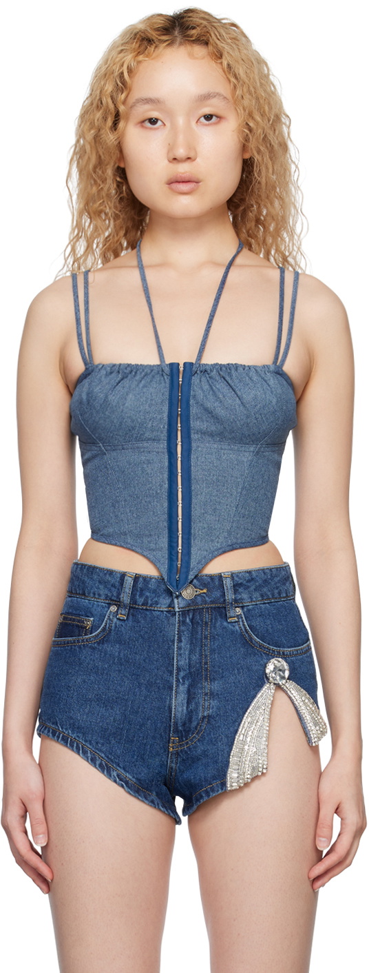 Nodress Blue Corset Denim Camisole