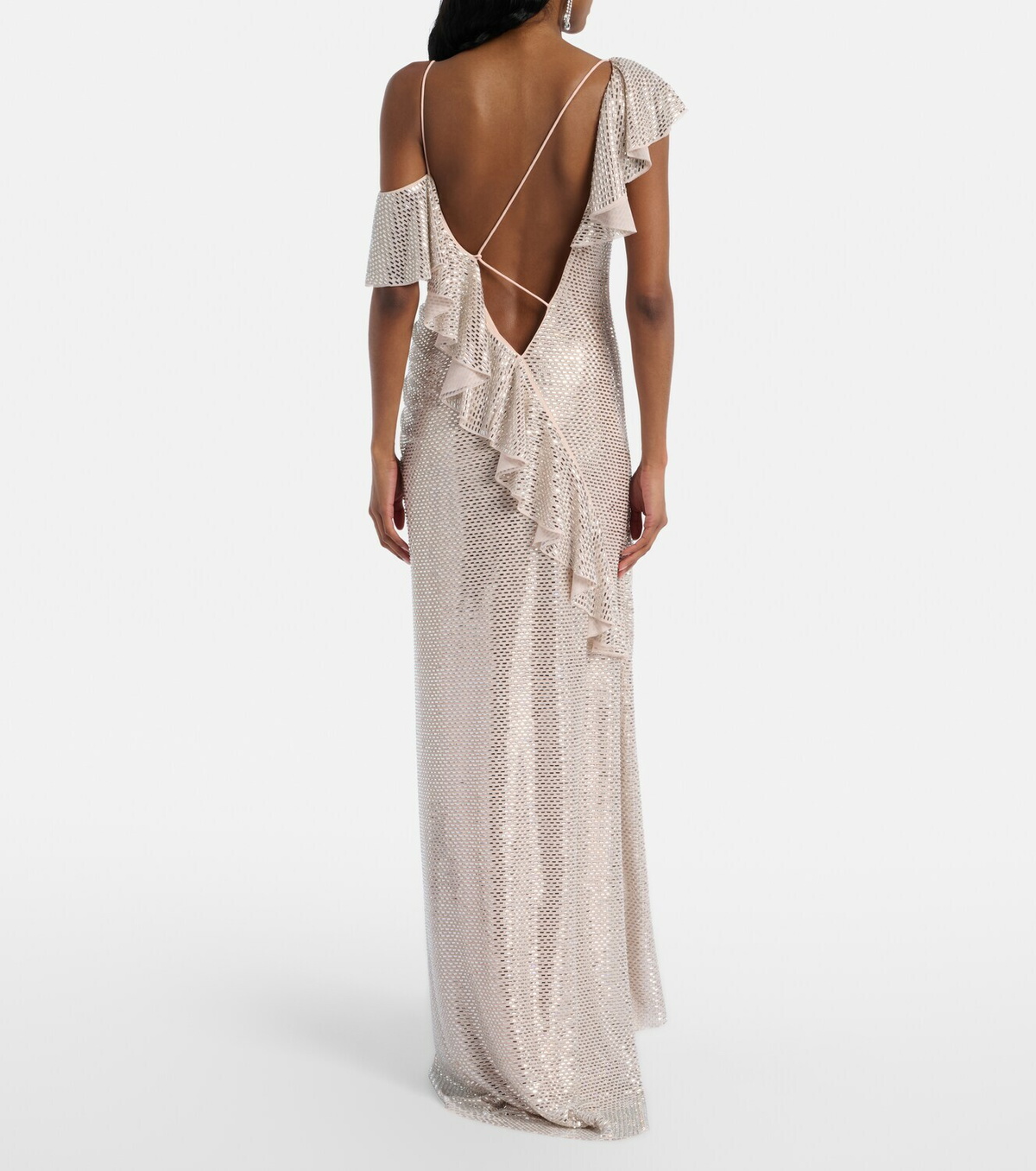 Self-Portrait Draped rhinestone-embellished maxi dress