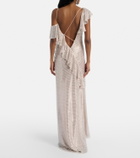Self-Portrait Draped rhinestone-embellished maxi dress