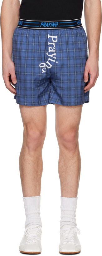 Photo: Praying Blue Boxer Swim Shorts