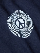 DISTRICT VISION - California Logo-Print Stone-Washed Cotton-Jersey Hoodie - Blue