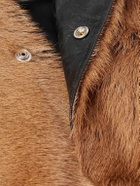 424 - City Striped Goat Hair and Leather Bomber Jacket - Brown