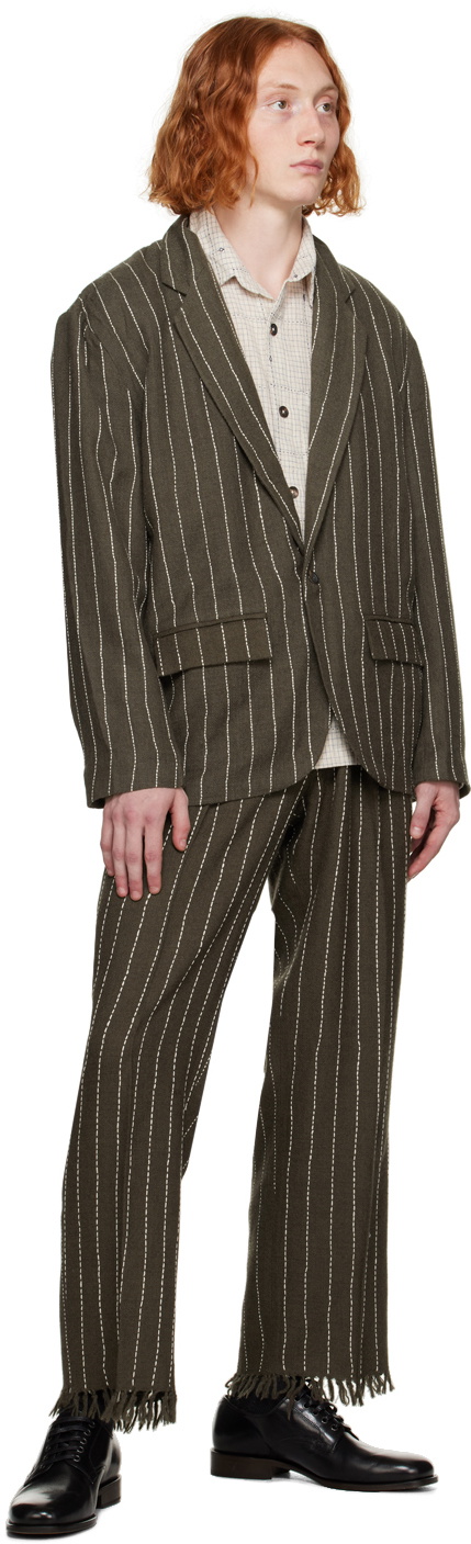 Karu Research Green Pinstripe Blazer