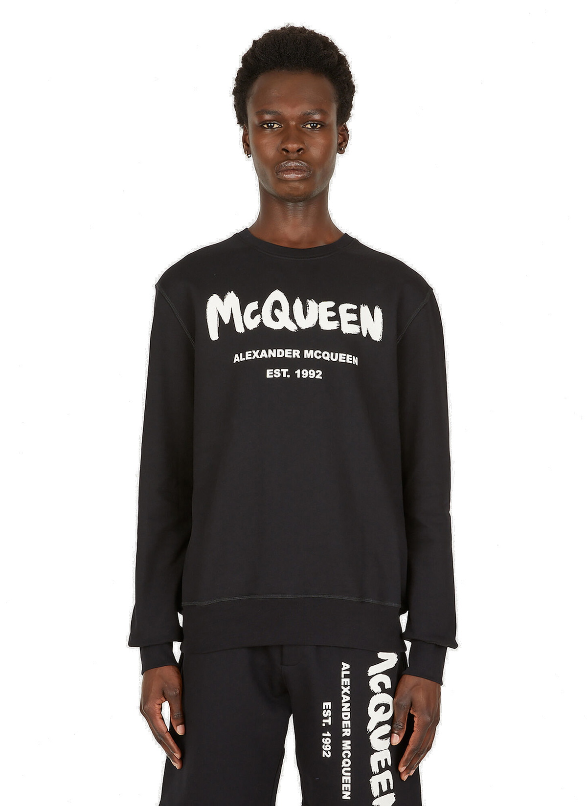 Graffiti Logo Print Sweater in Black Alexander McQueen