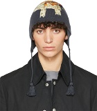 Undercover Navy Wool Jacquard Beanie