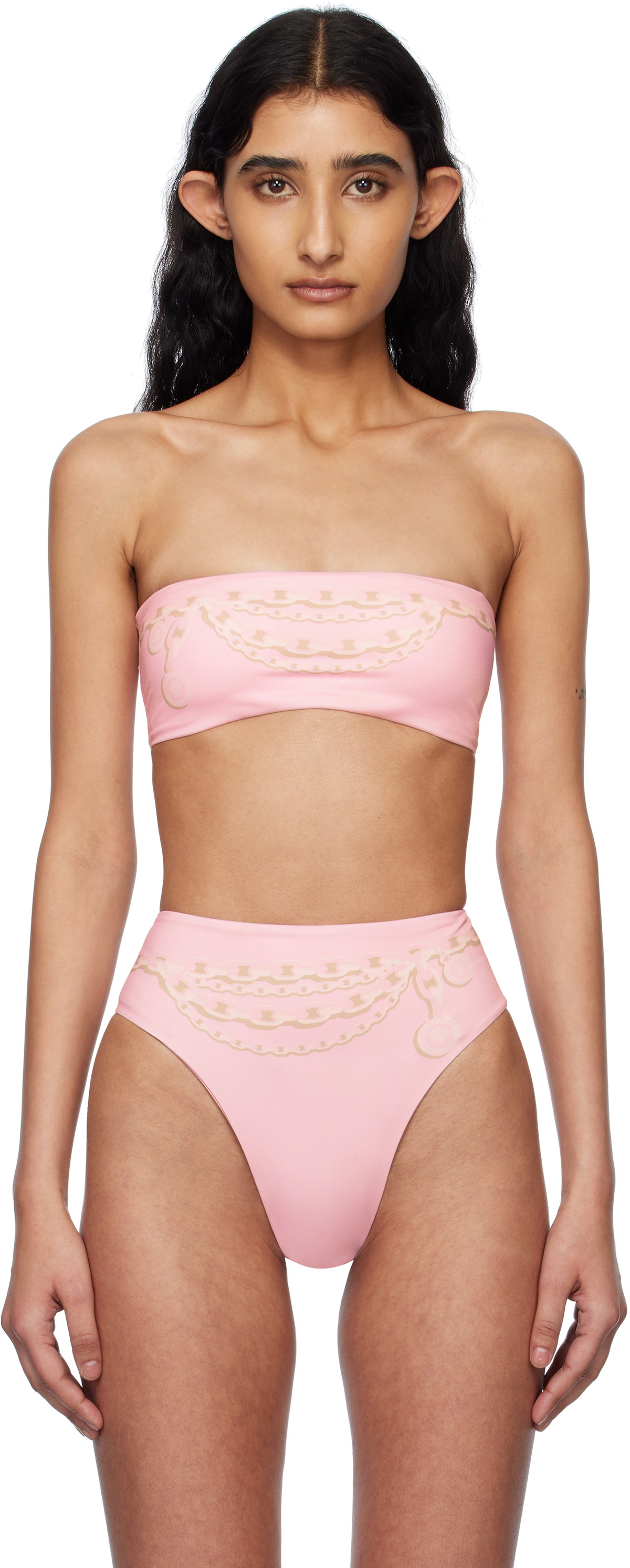 Versace Underwear Pink Graphic Bikini Top