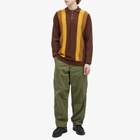 Beams Plus Men's 12g Stripe Knit Long Sleeve Polo Shirt in Brown