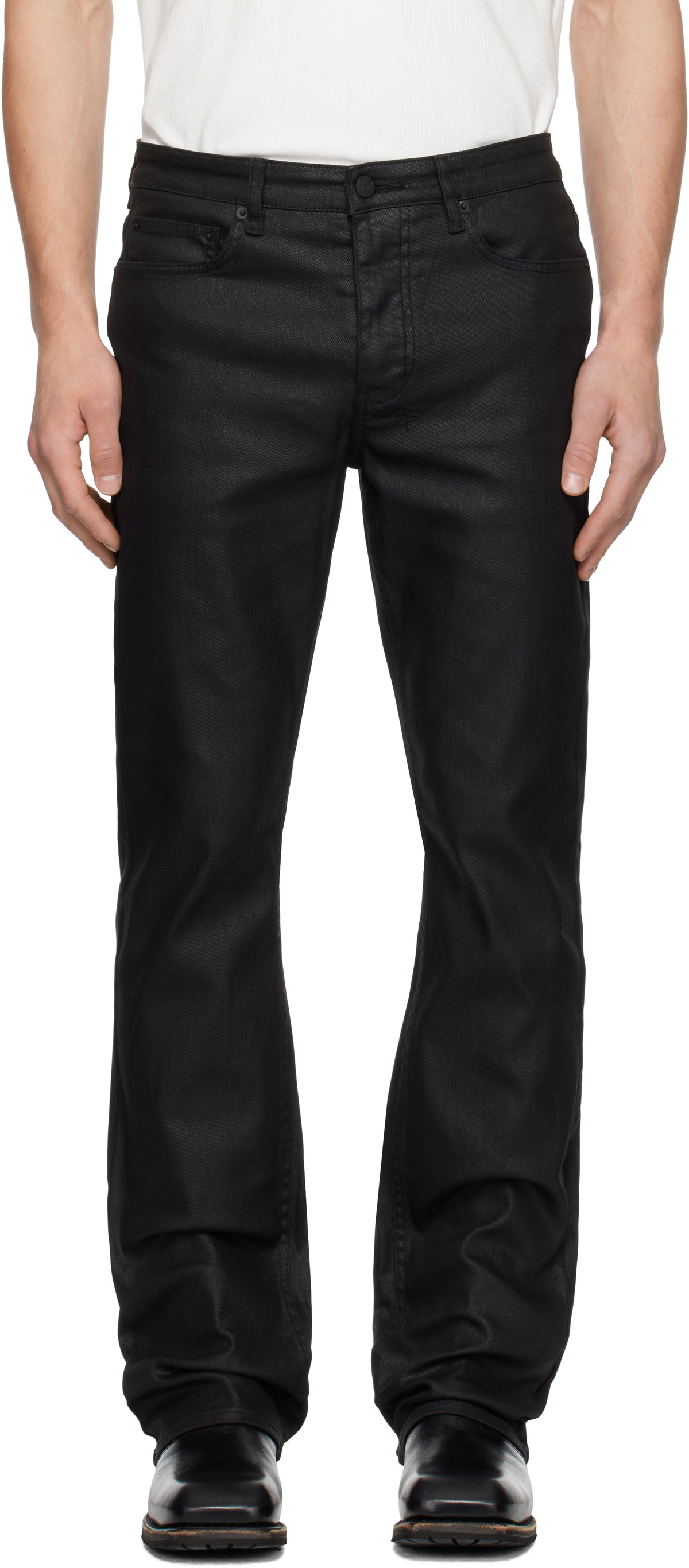 KSUBI BRONKO WAX コーティングフレアデニム Ksubi Black Bronko Wax Jeans Ksubi