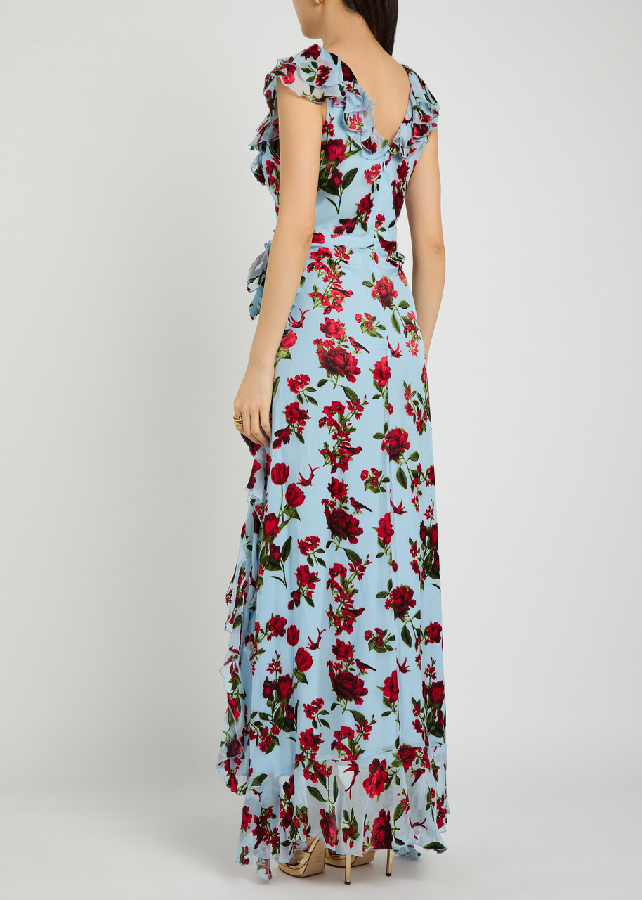 Alice + Olivia Kristen Ruffled Chiffon Maxi Dress Multicoloured