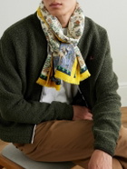 Drake's - HIM Fringed Printed Wool and Silk-Blend Scarf