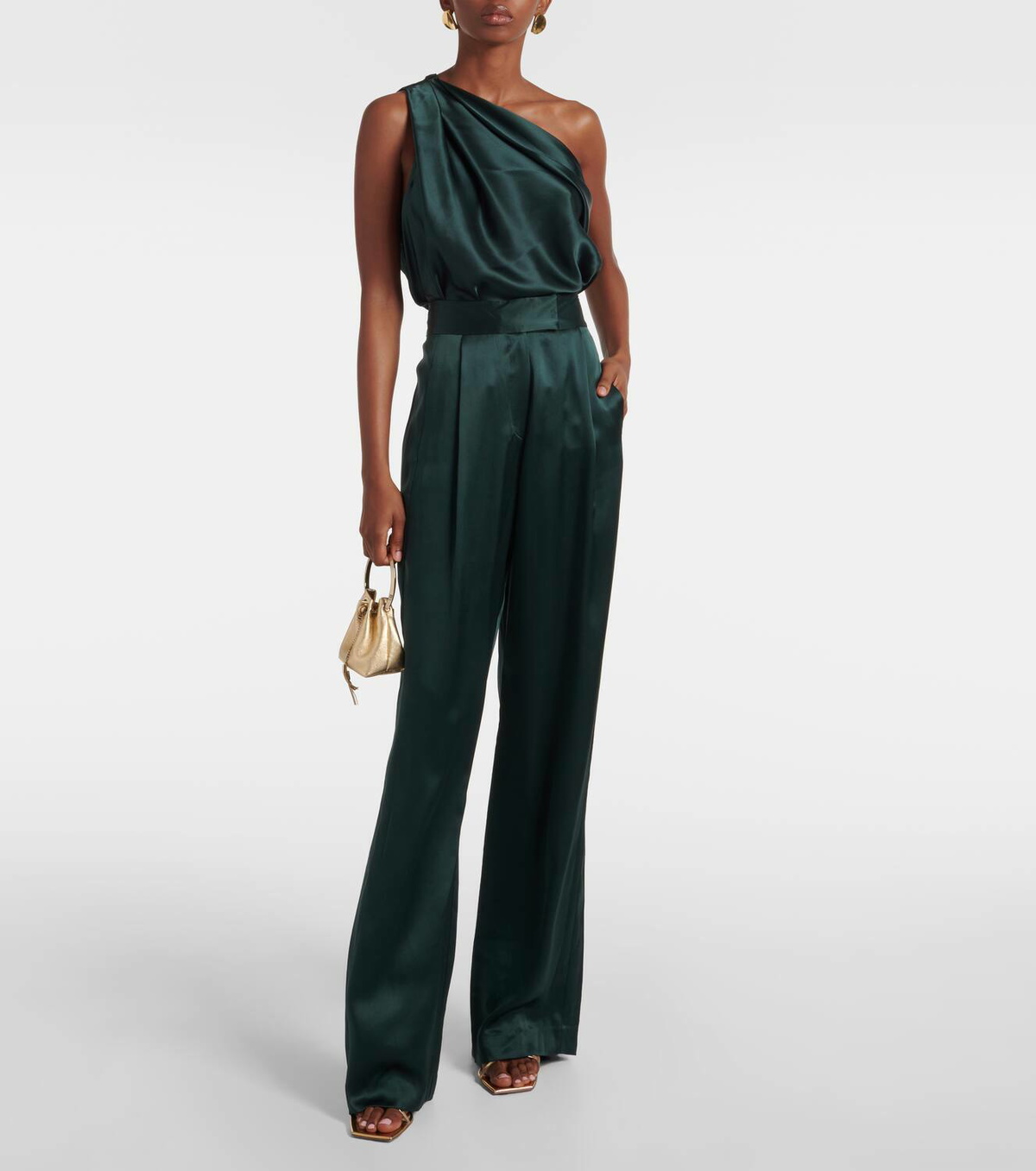 The Sei Pleated silk charmeuse wide-leg pants